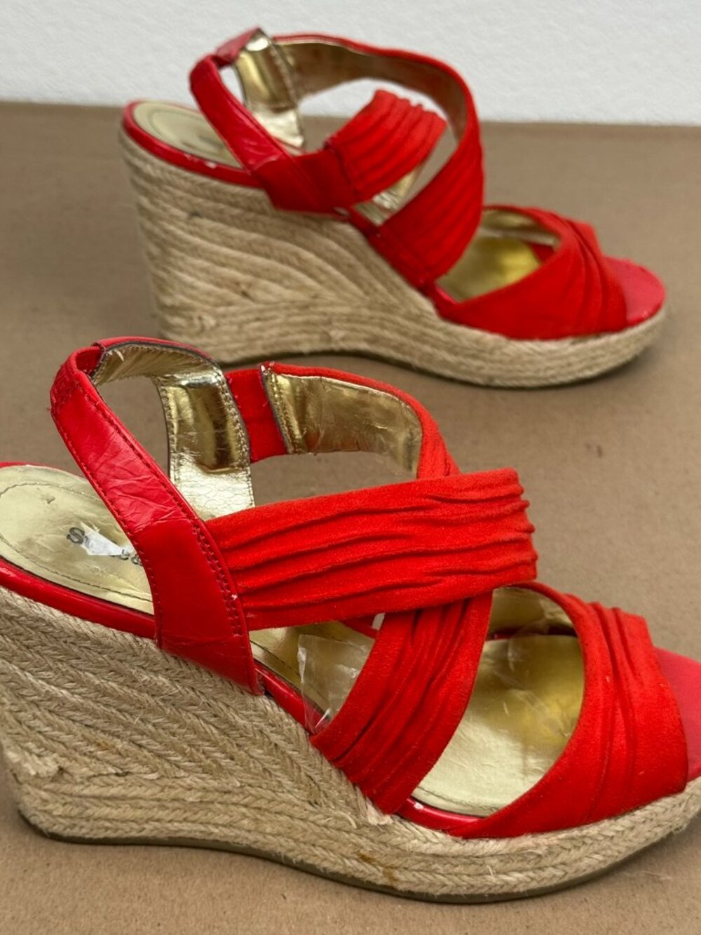 Style & Co. Red Criss-Cross Espadrille Wedge Sandals Women's Size 8 - Picture 3 of 8
